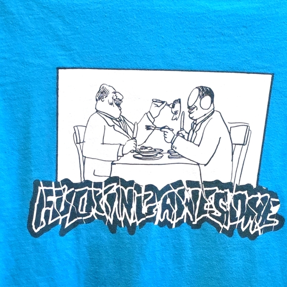 Rare Doverstreet "F***ing Awesome" Skateboard Graphic Teal T-Shirt Size: Medium - Picture 1 of 4